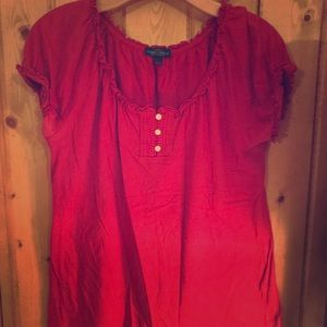 Ralph Lauren casual knit ruffled-edge top.